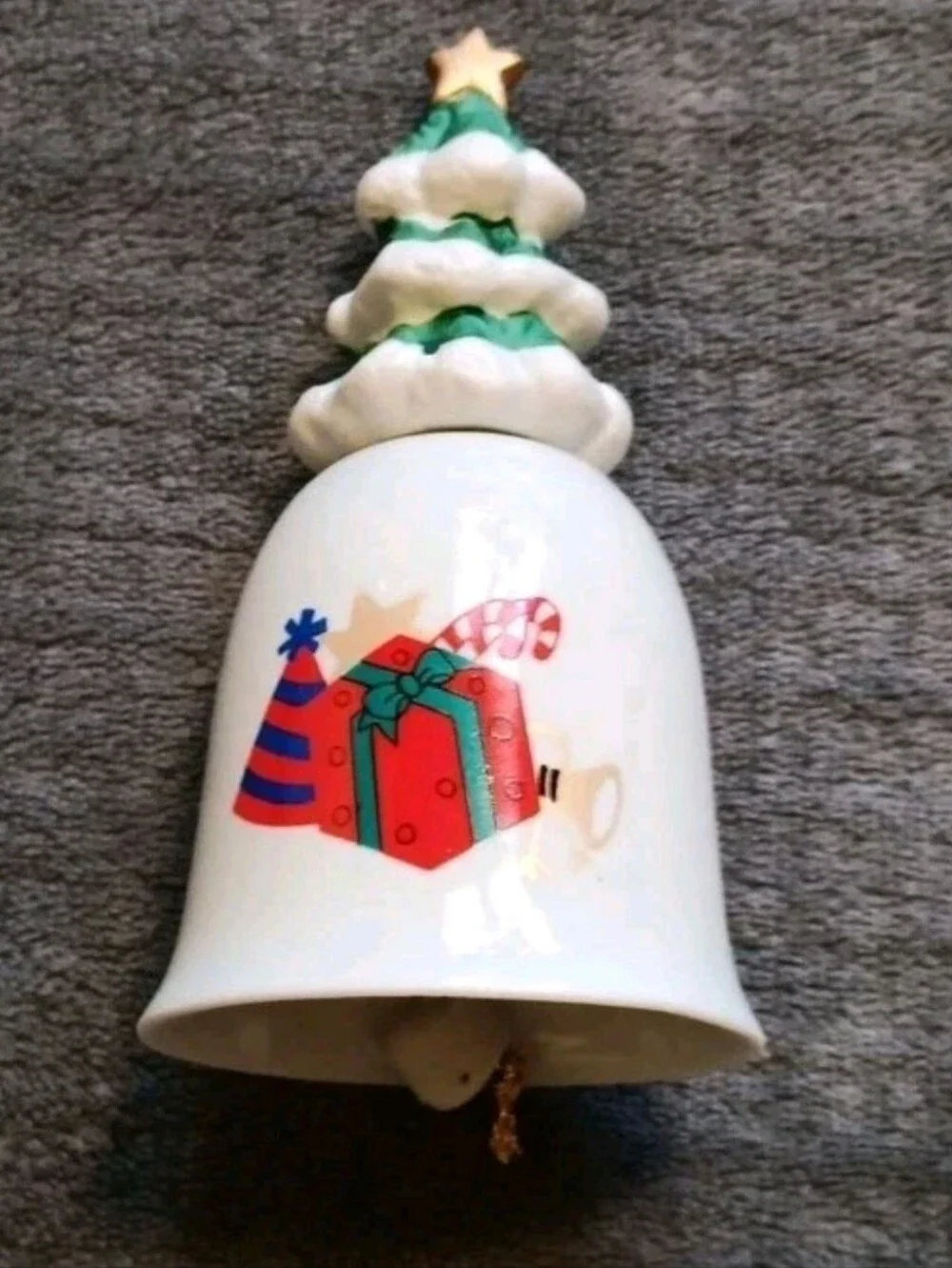 1989 Christmas Dinner Bell, Vintage 80s Holiday Retro Winter Home Decor Small